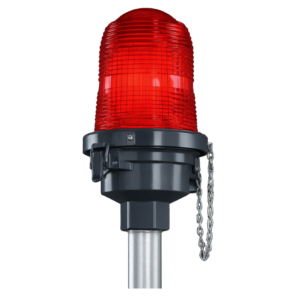 Luminaria Luz de Obstrucción con Lente Fresnel de Cristal y Recubrimiento PVC Entrada 25.4 mm Serie LO-PC RAWELT 27.17.4863.PC